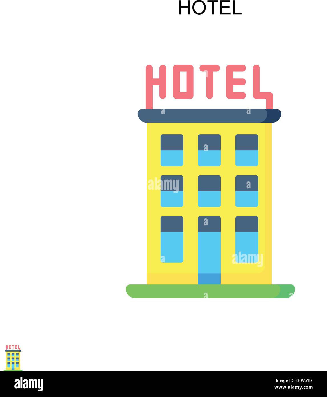 Icona vettore semplice dell'hotel. Modello di disegno del simbolo di illustrazione per l'elemento dell'interfaccia utente mobile Web. Illustrazione Vettoriale