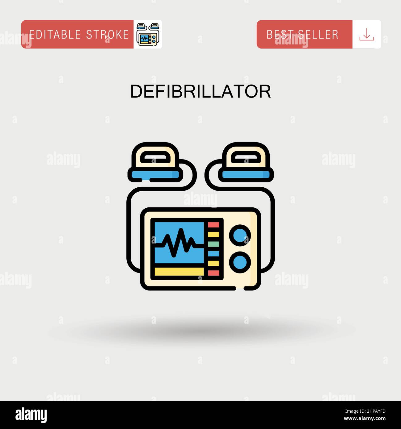 Icona vettore semplice del defibrillatore. Illustrazione Vettoriale