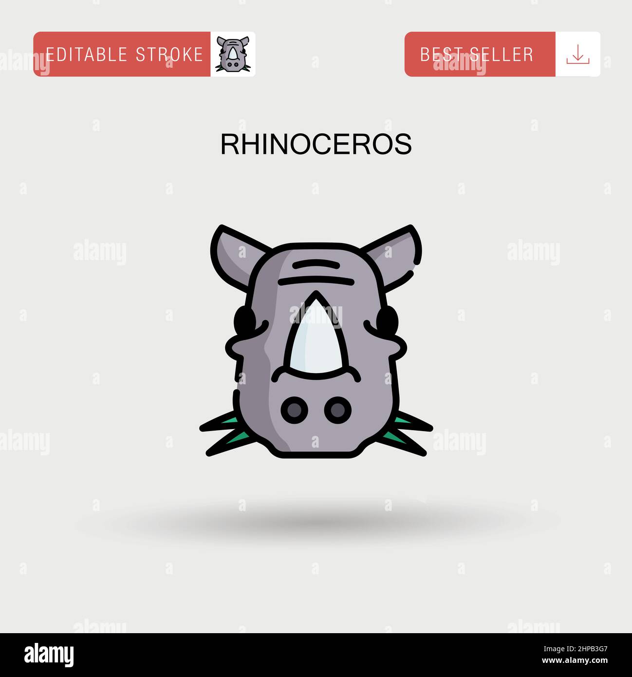 Rhinoceros semplice icona vettoriale. Illustrazione Vettoriale