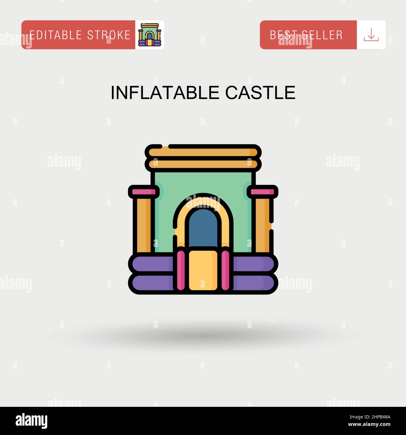 Castello gonfiabile semplice vettore icona. Illustrazione Vettoriale