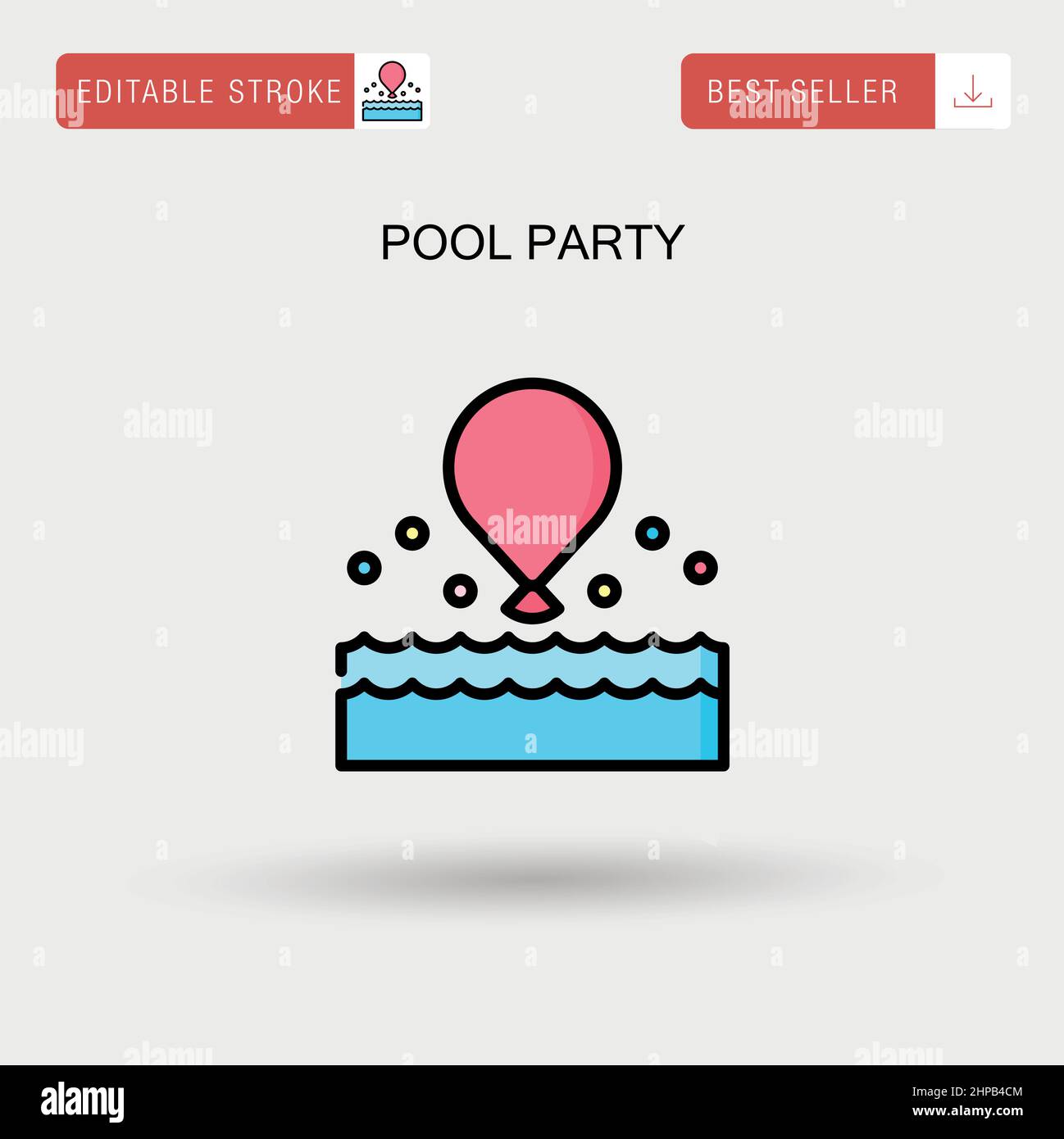 Icona vettore semplice festa in piscina. Illustrazione Vettoriale