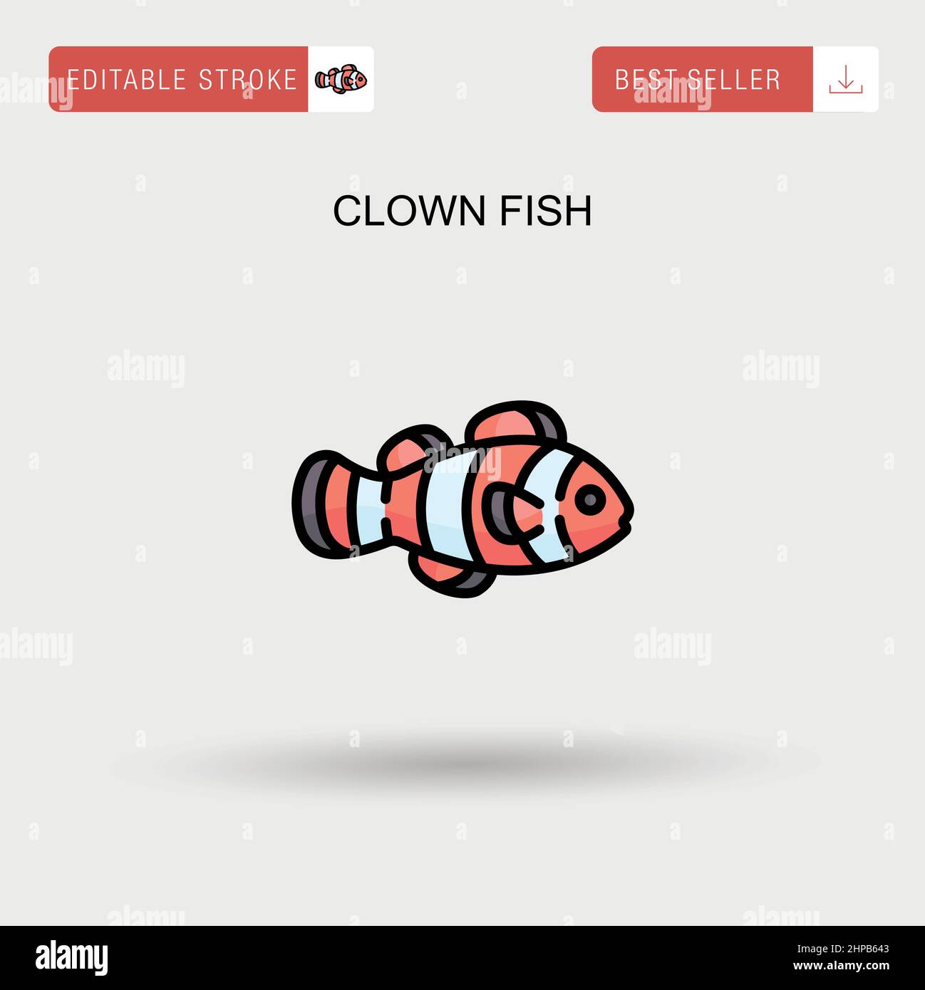 Clown pesce semplice icona vettoriale. Illustrazione Vettoriale