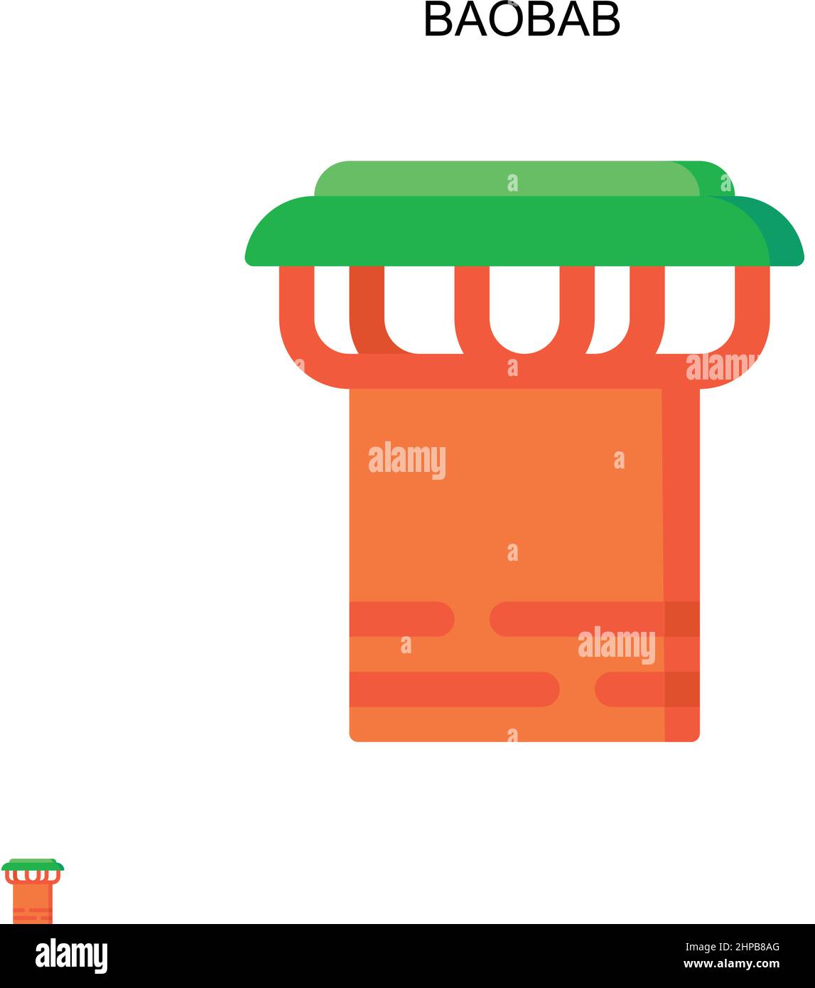Baobab semplice vettore icona. Modello di disegno del simbolo di illustrazione per l'elemento dell'interfaccia utente mobile Web. Illustrazione Vettoriale