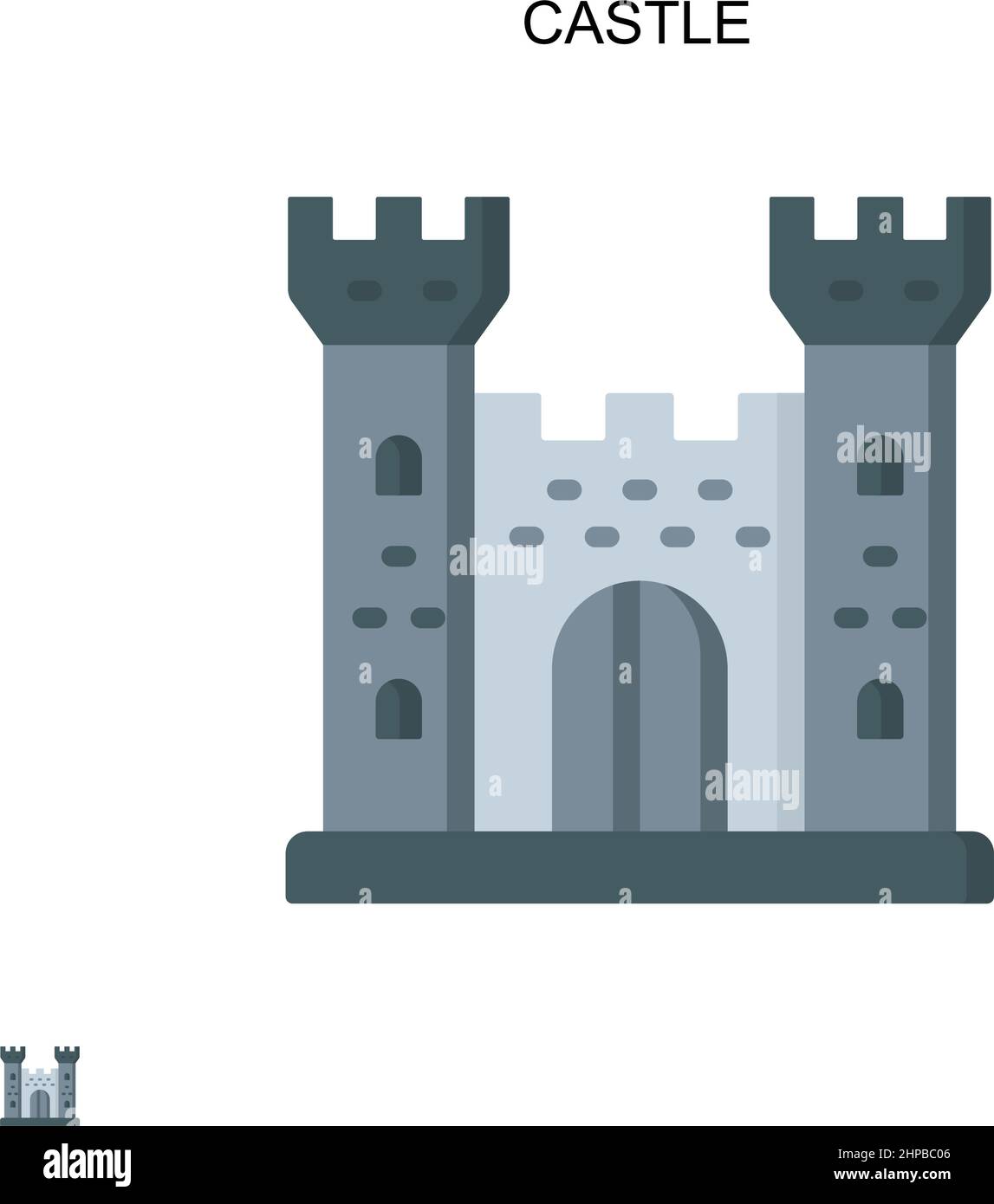 Castello semplice vettore icona. Modello di disegno del simbolo di illustrazione per l'elemento dell'interfaccia utente mobile Web. Illustrazione Vettoriale