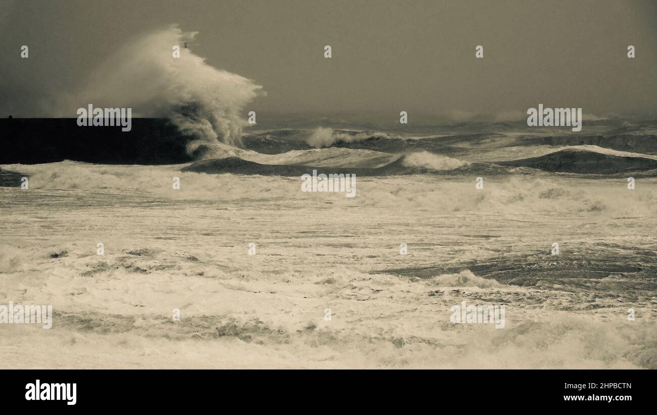 Storm Eunice Aberystwyth Foto Stock