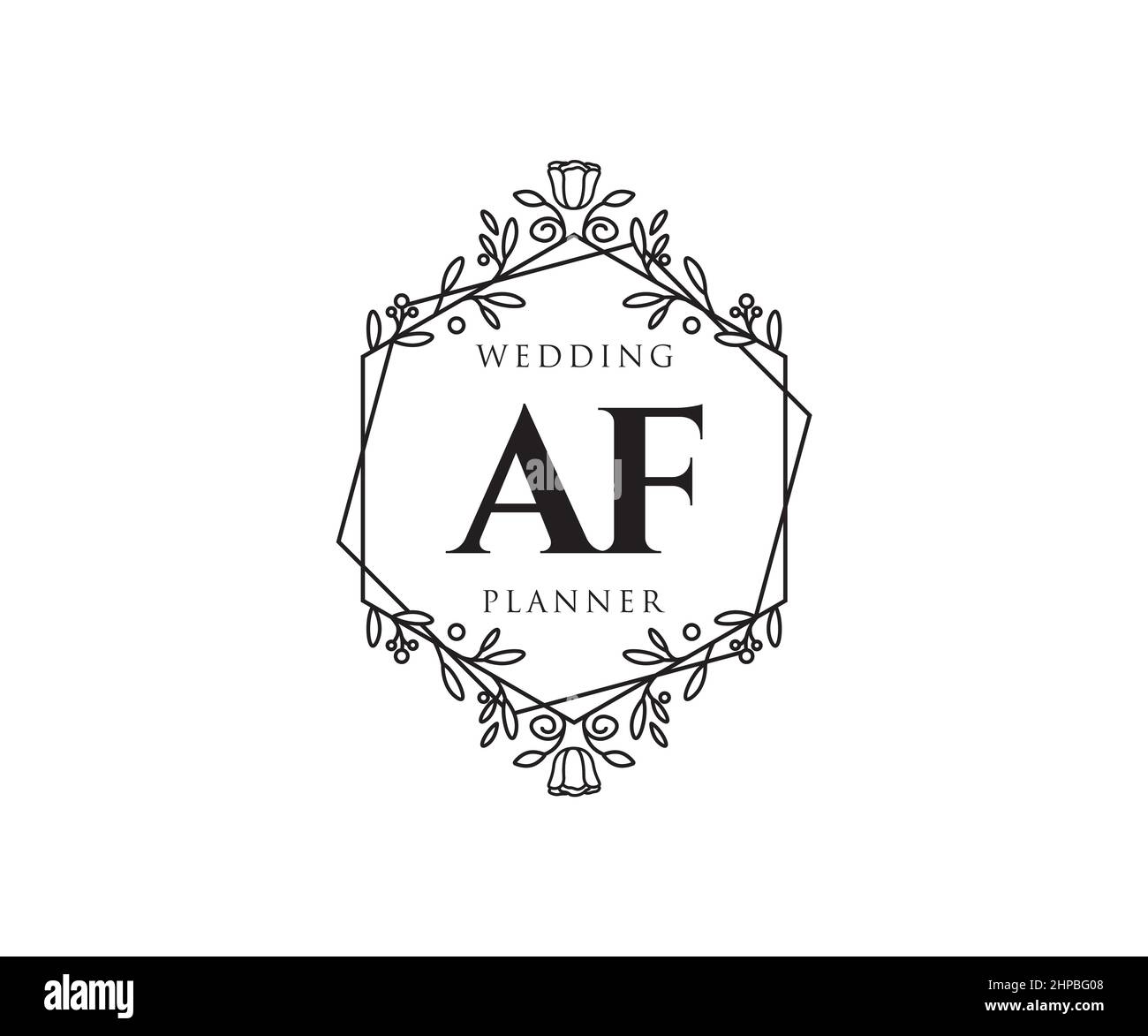 AF iniziali lettera Wedding monogramma collezione loghi, disegnati a mano moderni minimalistici e modelli floreali per carte di invito, Salva la data, elegante Illustrazione Vettoriale