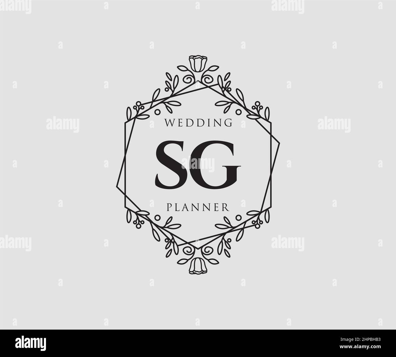 SG sigle lettera Wedding monogramma collezione loghi, disegnati a mano moderni minimalistici e modelli floreali per carte di invito, Salva la data, elegante Illustrazione Vettoriale