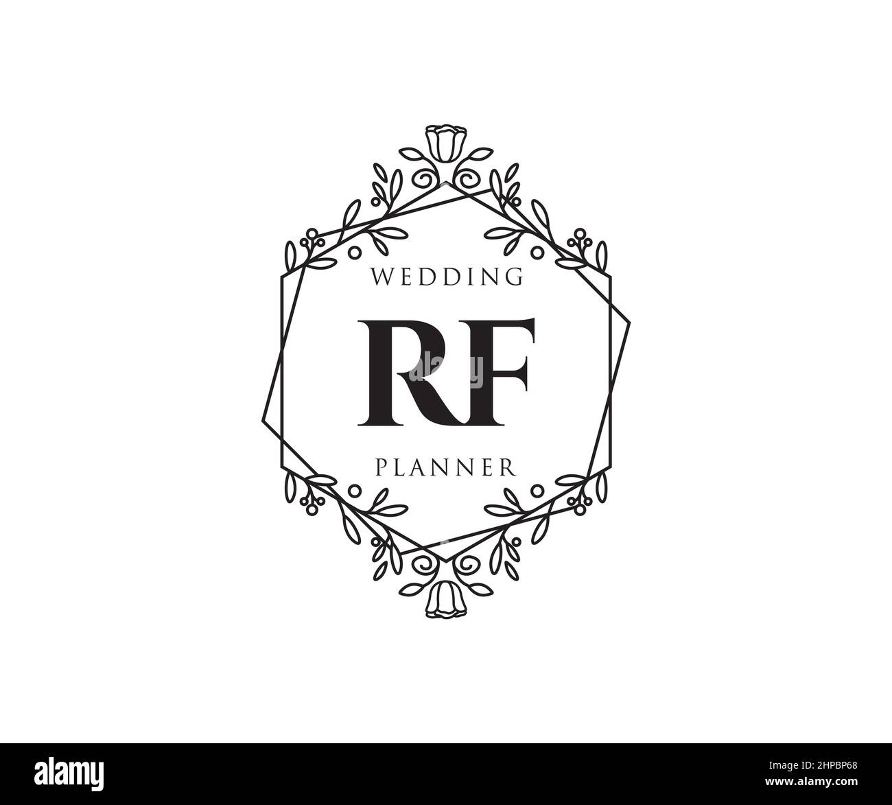 RF iniziali lettera Wedding monogramma collezione loghi, disegnati a mano moderni minimalistici e modelli floreali per carte di invito, Salva la data, elegante Illustrazione Vettoriale