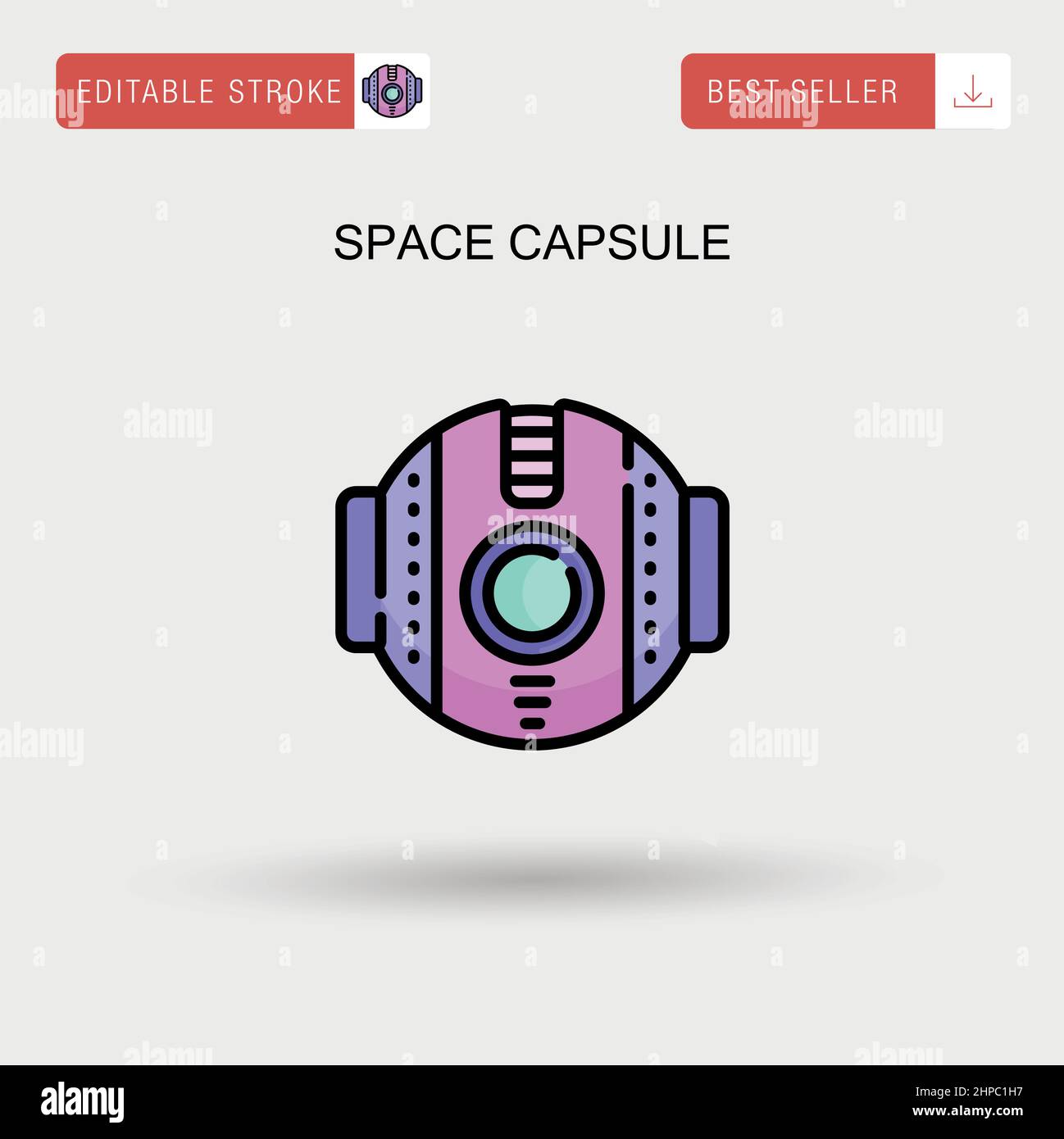 Icona vettoriale semplice della capsula spaziale. Illustrazione Vettoriale