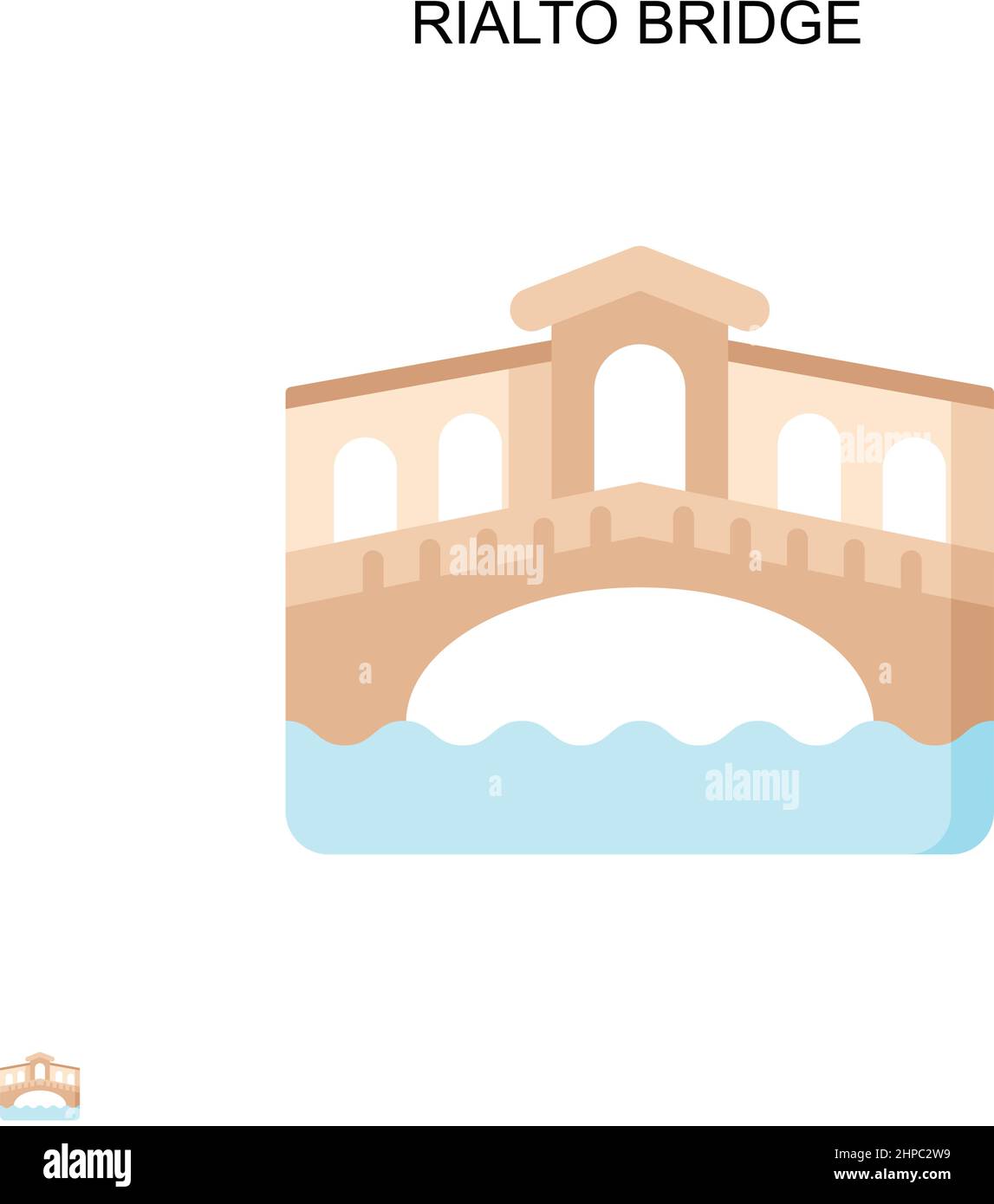 Ponte di Rialto semplice icona vettoriale. Modello di disegno del simbolo di illustrazione per l'elemento dell'interfaccia utente mobile Web. Illustrazione Vettoriale