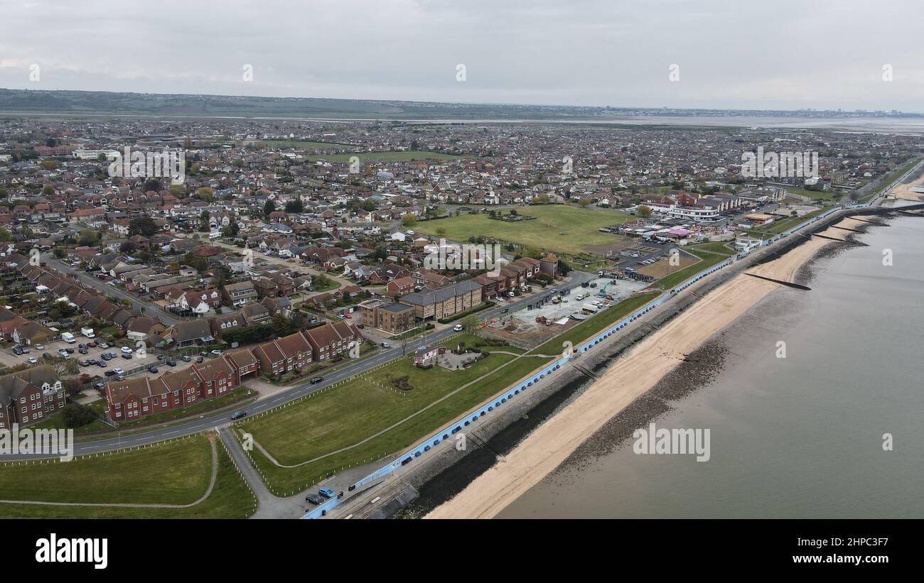 Canvey Island Essex Regno Unito drone vista aerea Foto Stock