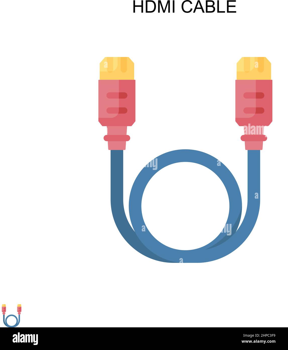 Icona vettore semplice del cavo HDMI. Modello di disegno del simbolo di illustrazione per l'elemento dell'interfaccia utente mobile Web. Illustrazione Vettoriale