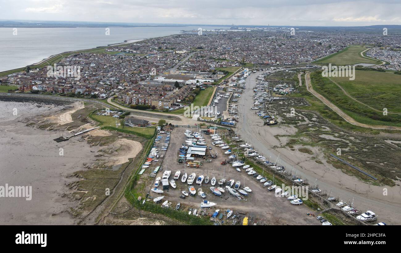 Canvey Island Essex Regno Unito drone vista aerea Foto Stock