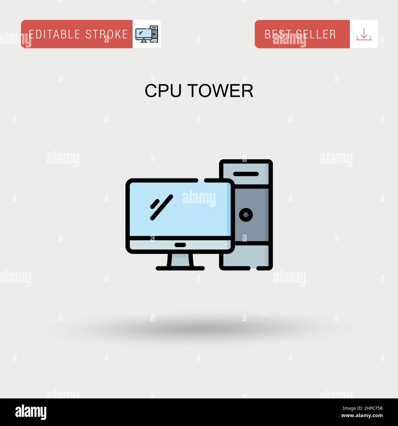 Icona vettore semplice torre CPU. Illustrazione Vettoriale