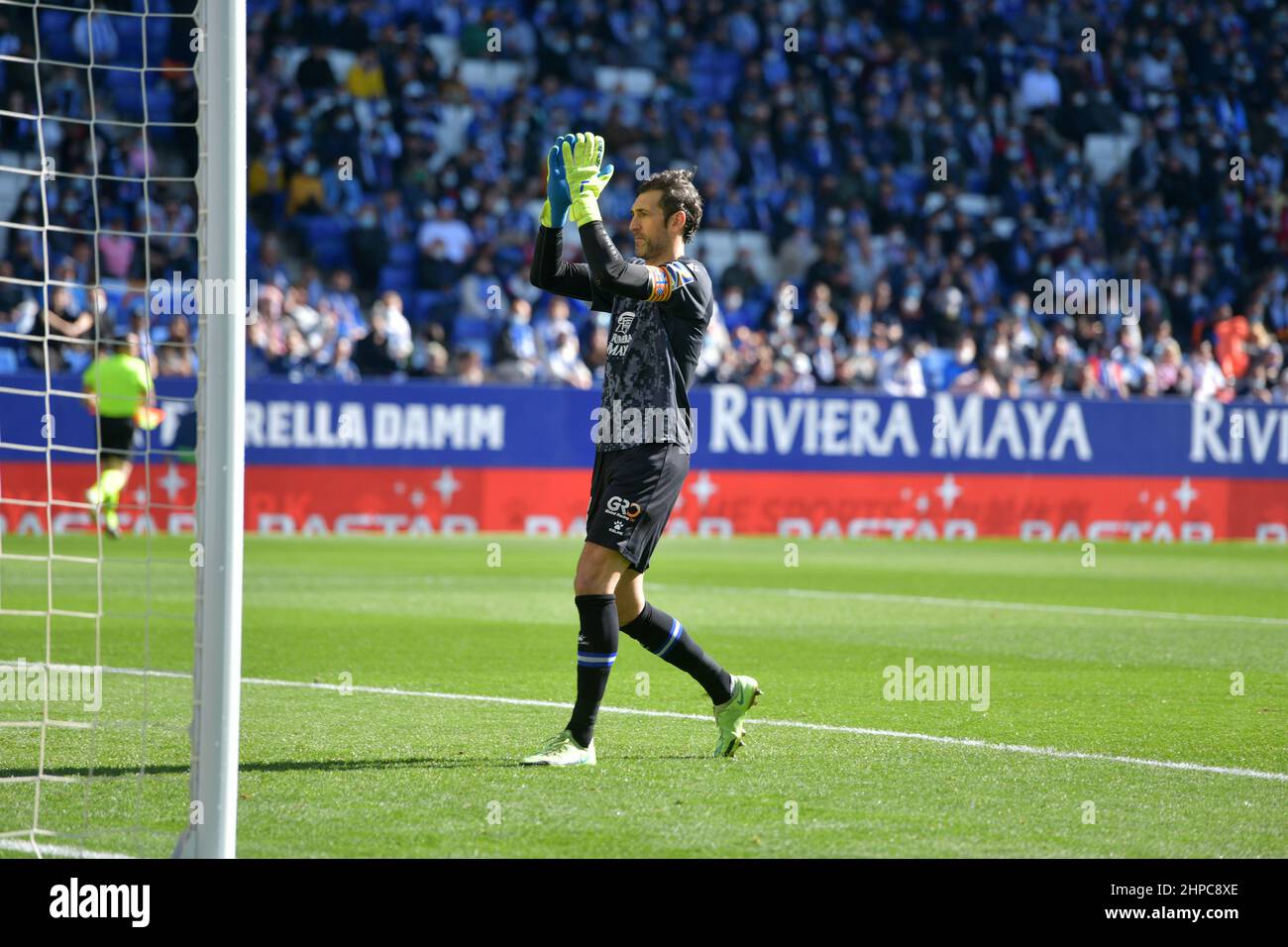 Barcelona,Spain.20 February,2022. Diego Lopez (13) di RCD Espanyol durante la partita spagnola la Liga tra RCD Espanyol e Sevilla FC al RCDE Stadium. Foto Stock