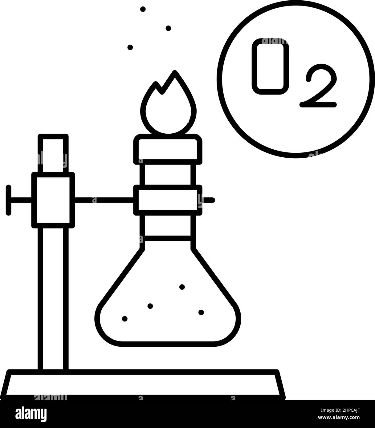 illustrazione vettoriale dell'icona della linea di ossigeno per la ricerca chimica Illustrazione Vettoriale