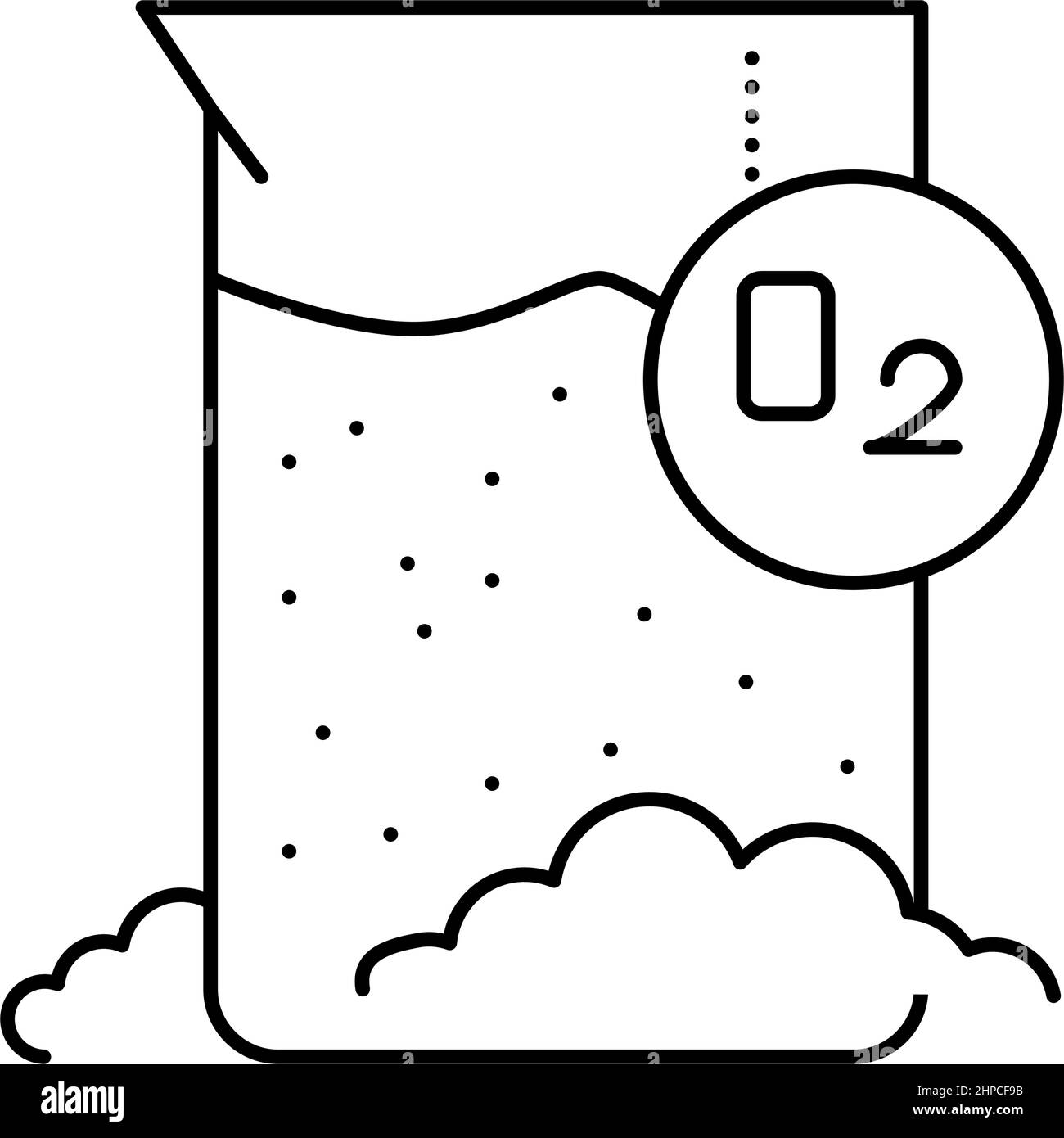 rappresentazione vettoriale dell'icona della reazione chimica sulla linea di ossigeno Illustrazione Vettoriale