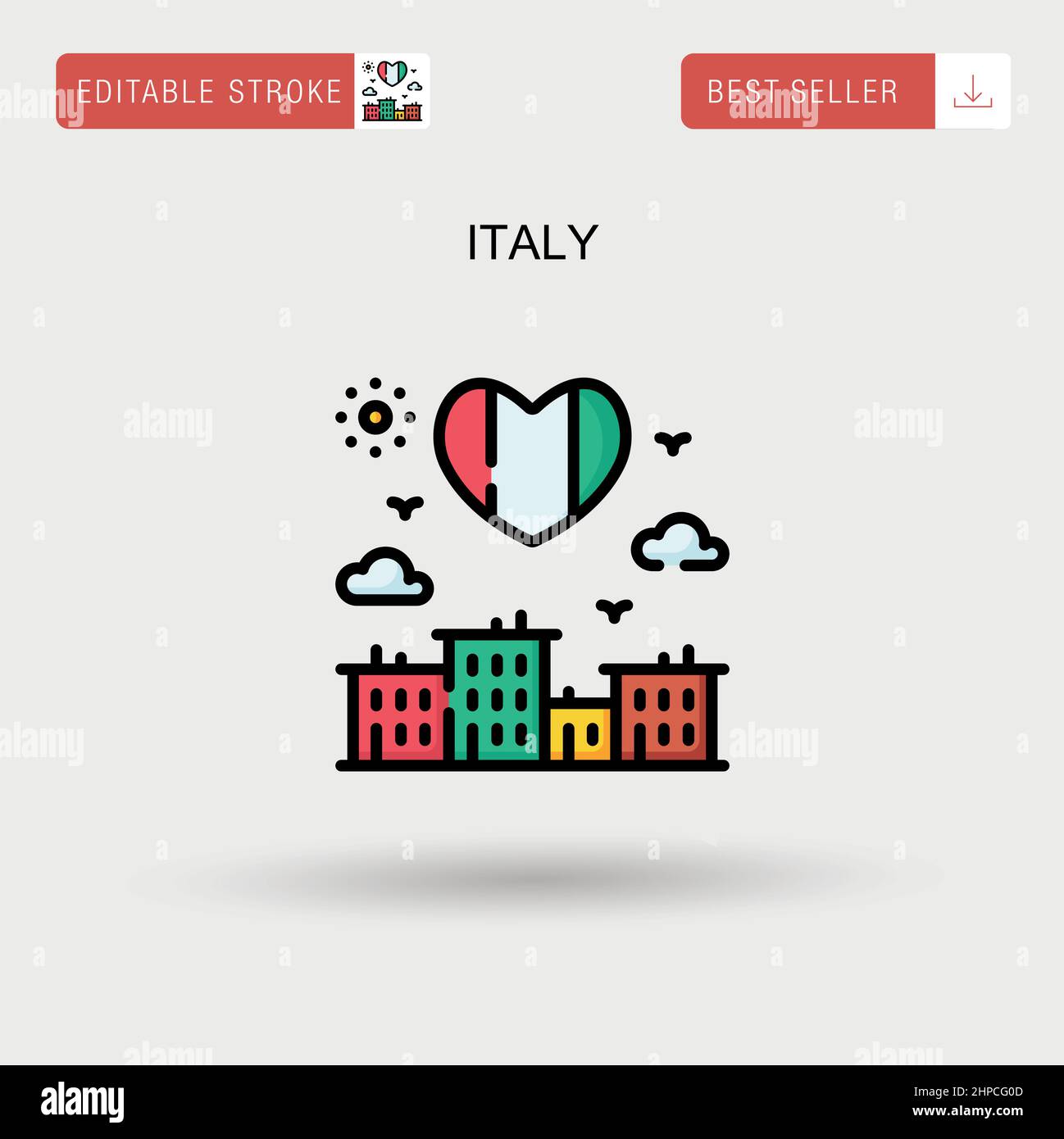 Italia semplice icona vettoriale. Illustrazione Vettoriale