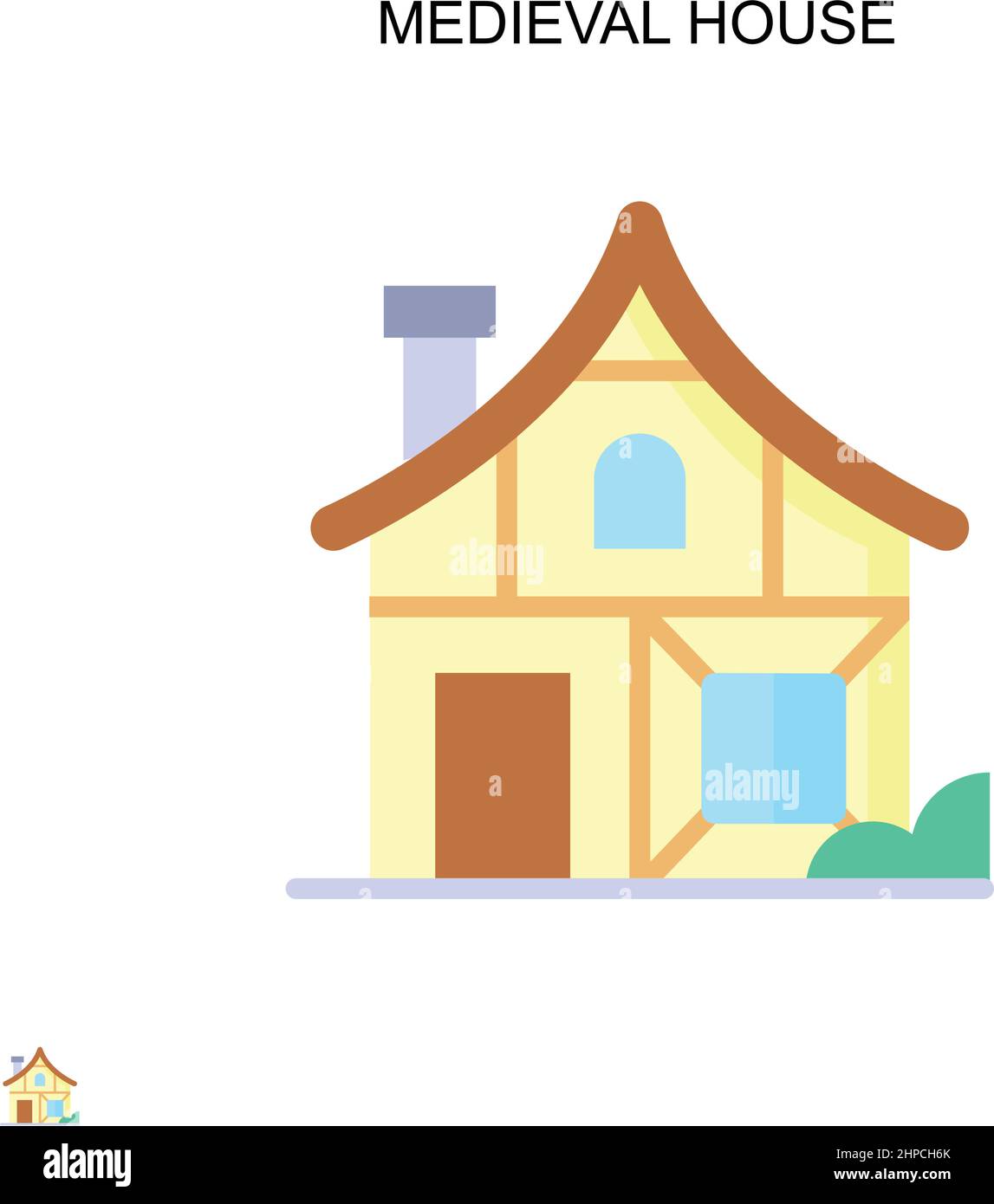 Casa medievale semplice icona vettoriale. Modello di disegno del simbolo di illustrazione per l'elemento dell'interfaccia utente mobile Web. Illustrazione Vettoriale