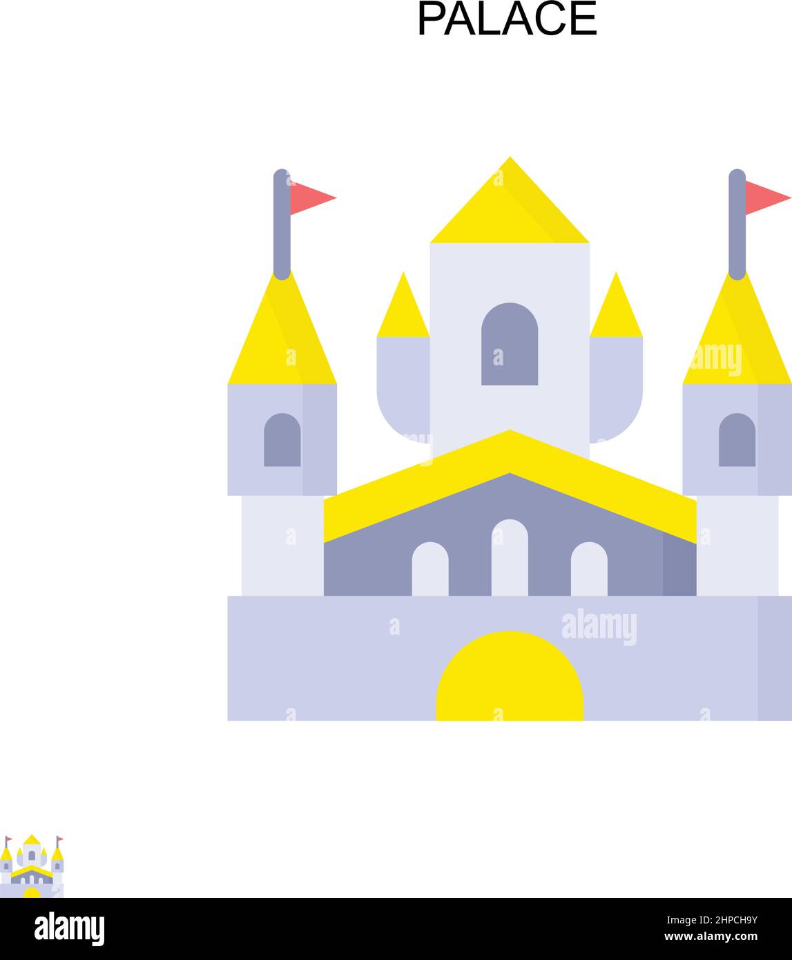 Palace semplice icona vettoriale. Modello di disegno del simbolo di illustrazione per l'elemento dell'interfaccia utente mobile Web. Illustrazione Vettoriale