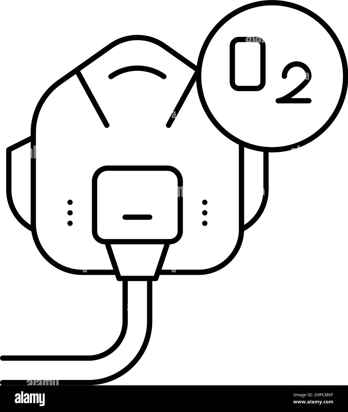 immagine vettoriale dell'icona della linea della maschera facciale dell'ossigeno pilota Illustrazione Vettoriale