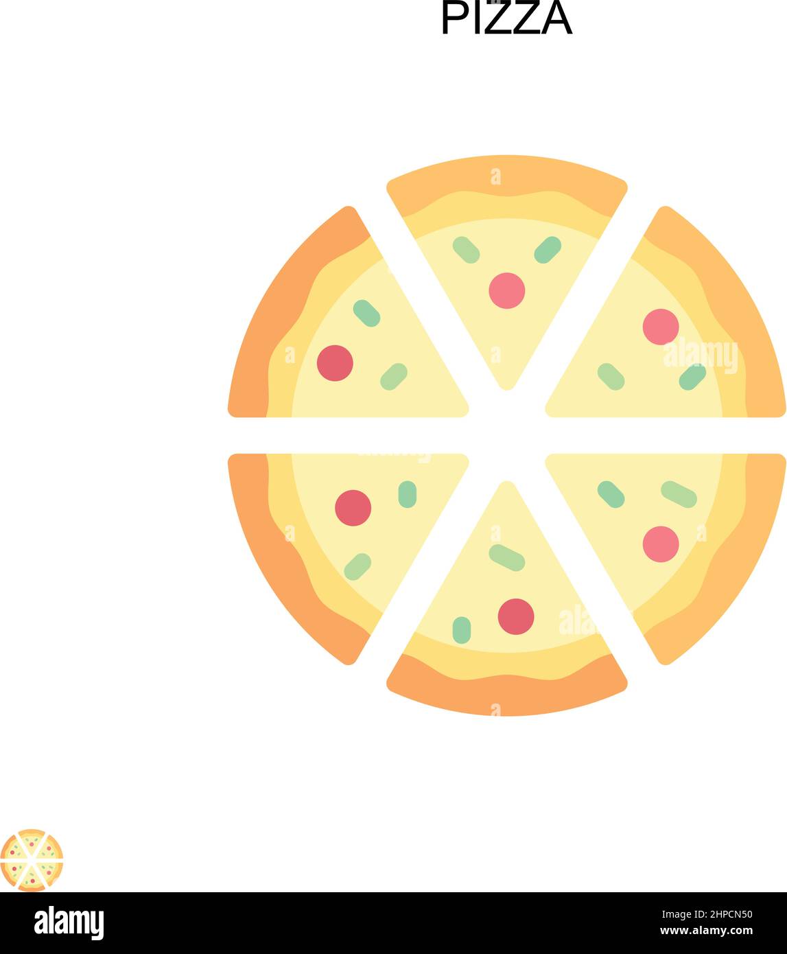 Icona vettore pizza semplice. Modello di disegno del simbolo di illustrazione per l'elemento dell'interfaccia utente mobile Web. Illustrazione Vettoriale