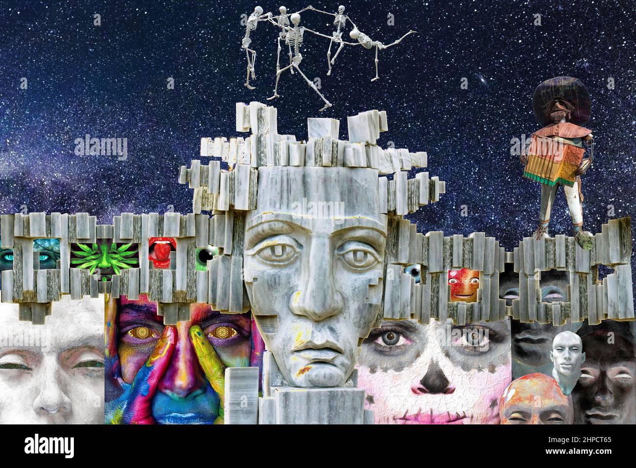 Il suonatore di fisarmonica messicano - Lets Face the Music and Dance Foto Stock