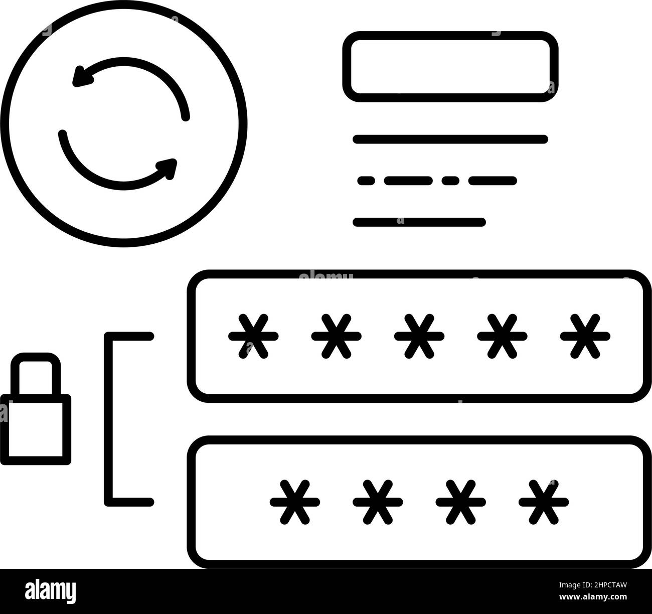 simbolo dell'illustrazione vettoriale dell'icona della riga della password non riuscito Illustrazione Vettoriale