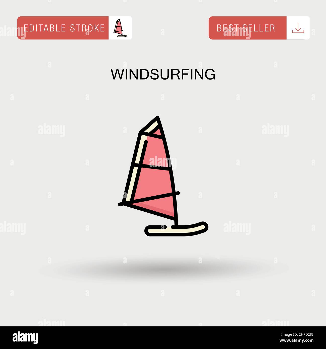 Icona vettoriale semplice per windsurf. Illustrazione Vettoriale
