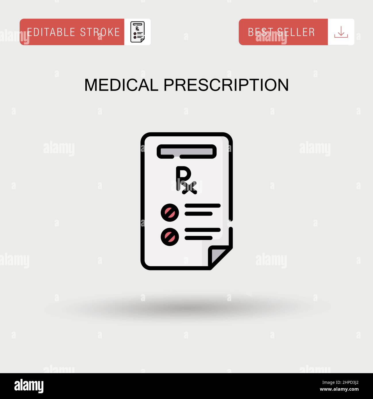 Prescrizione medica semplice vettore icona. Illustrazione Vettoriale