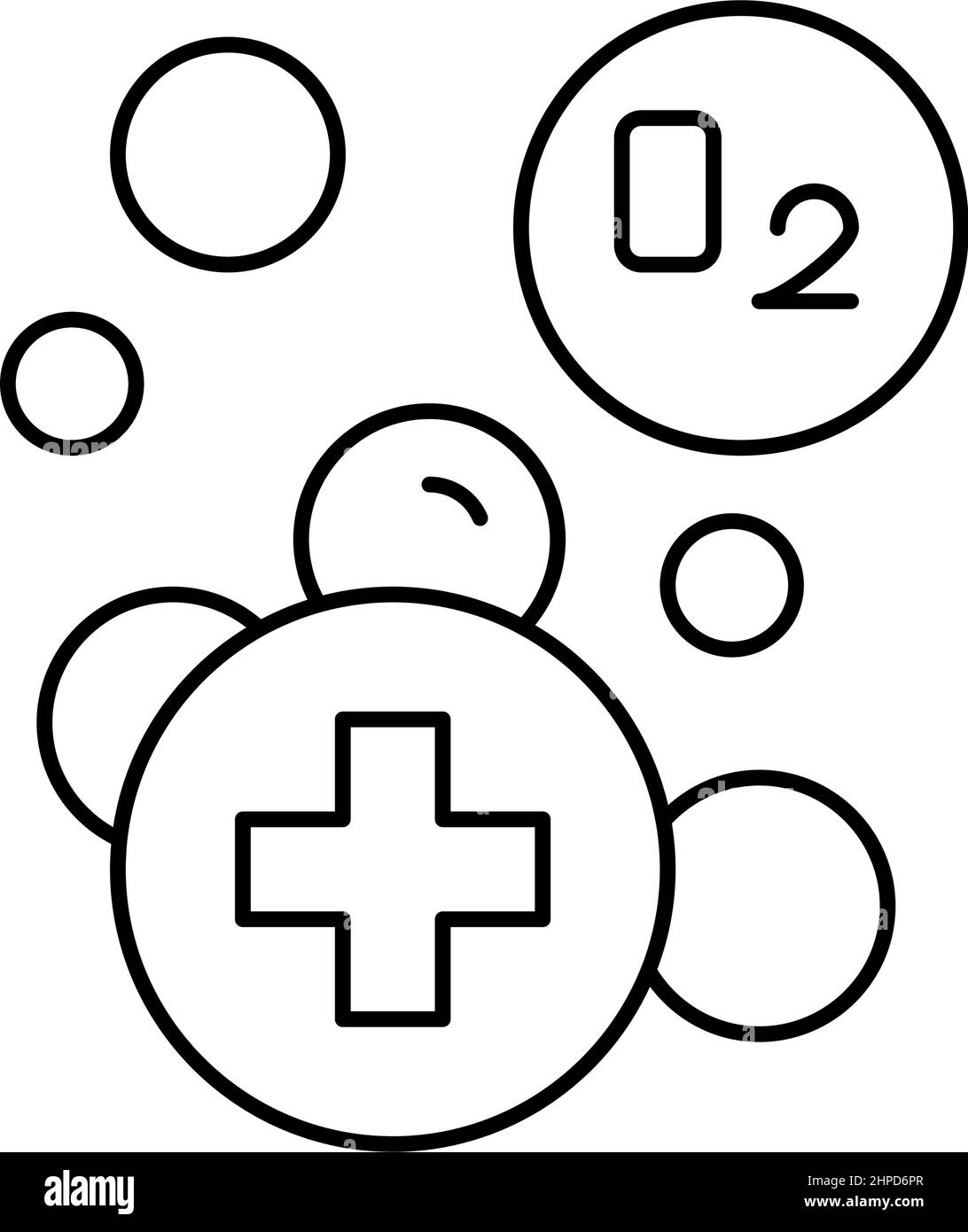 immagine vettoriale dell'icona della linea di aggiunta dell'ossigeno Illustrazione Vettoriale