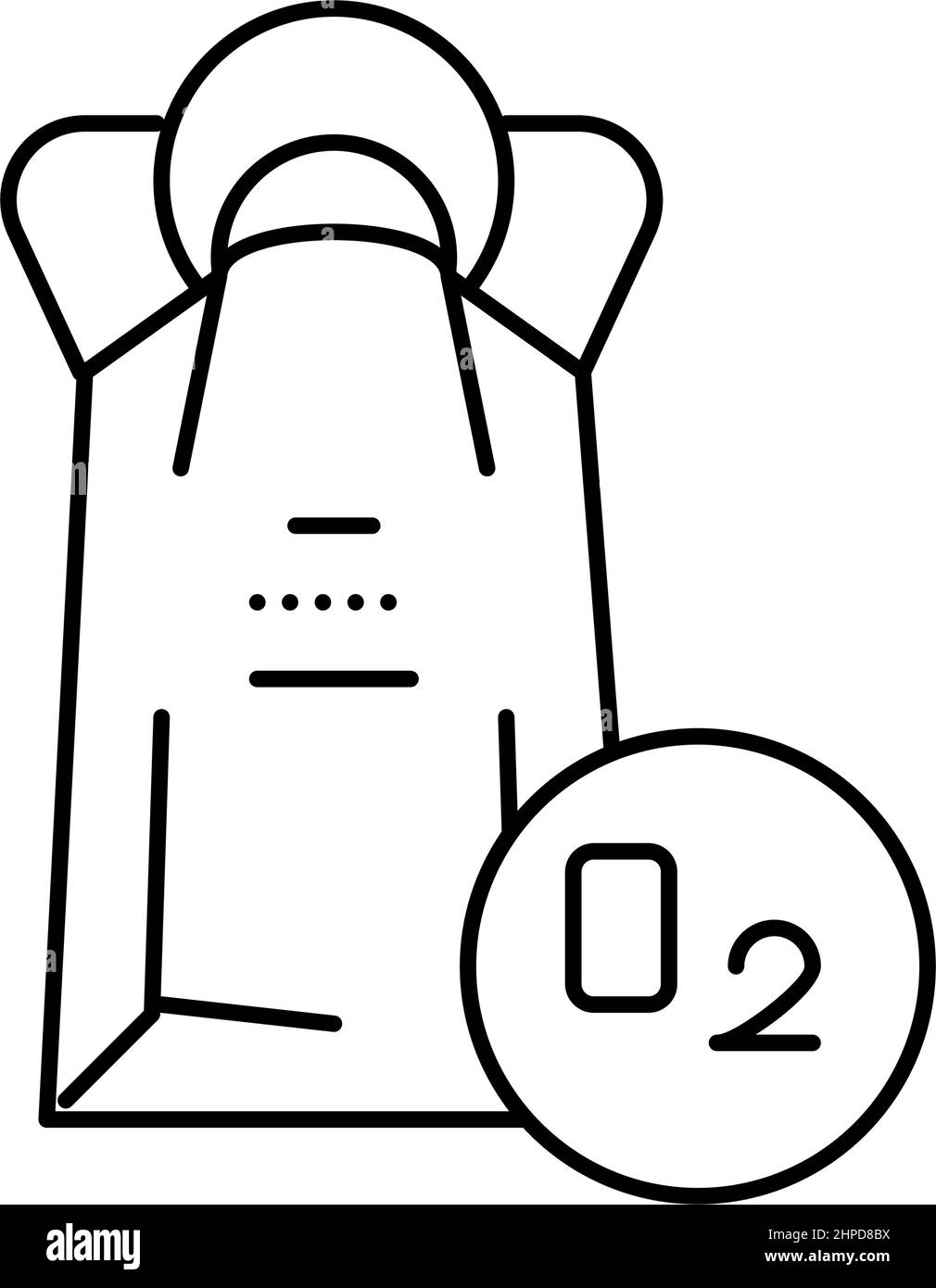 immagine vettoriale dell'icona della linea del pacchetto della maschera di ossigeno Illustrazione Vettoriale