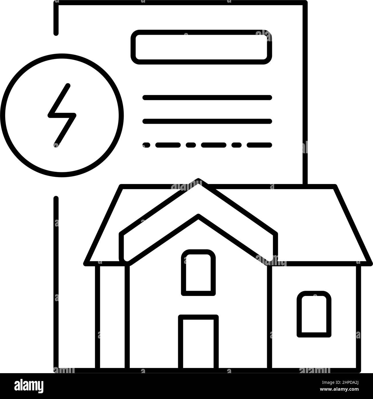 immagine vettoriale dell'icona della linea di contratto dell'elettricità della casa Illustrazione Vettoriale