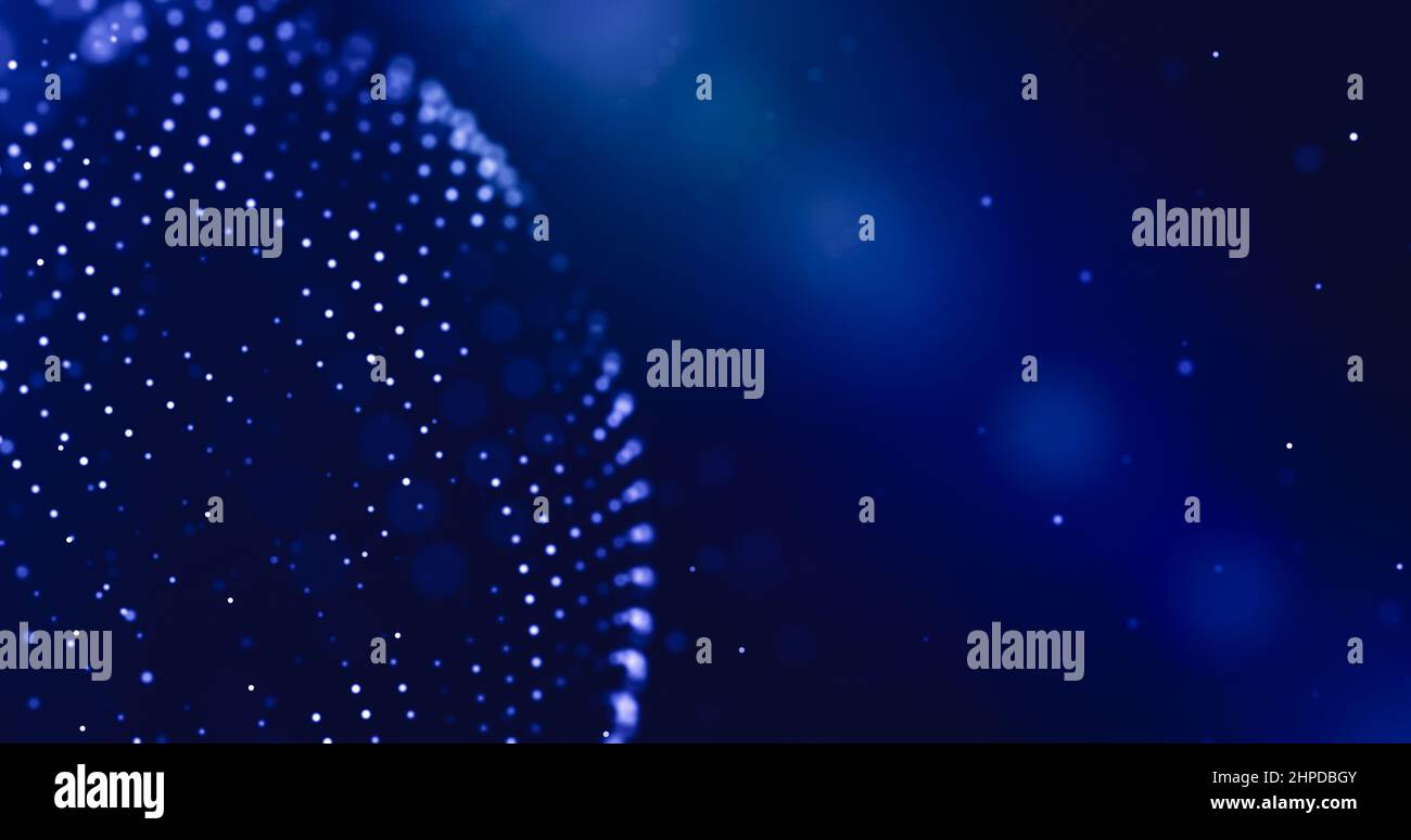 Punti connessi per dati globali, raggi LED in fibra ottica, background tecnologico, concetto di dati di comunicazione rapida. Foto Stock