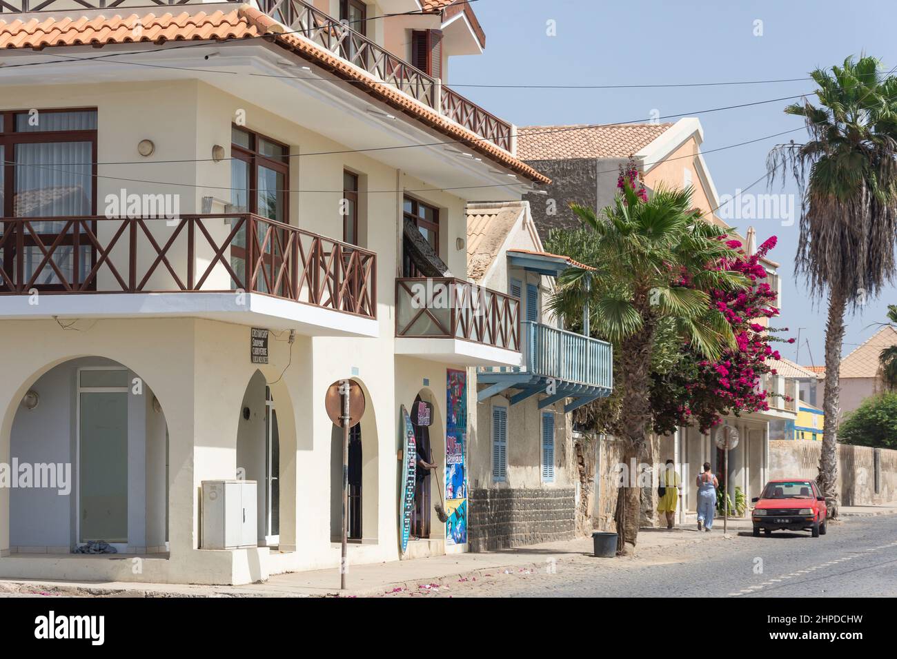 Via scena, Santa Maria, SAL, República de Cabo (Capo Verde) Foto Stock