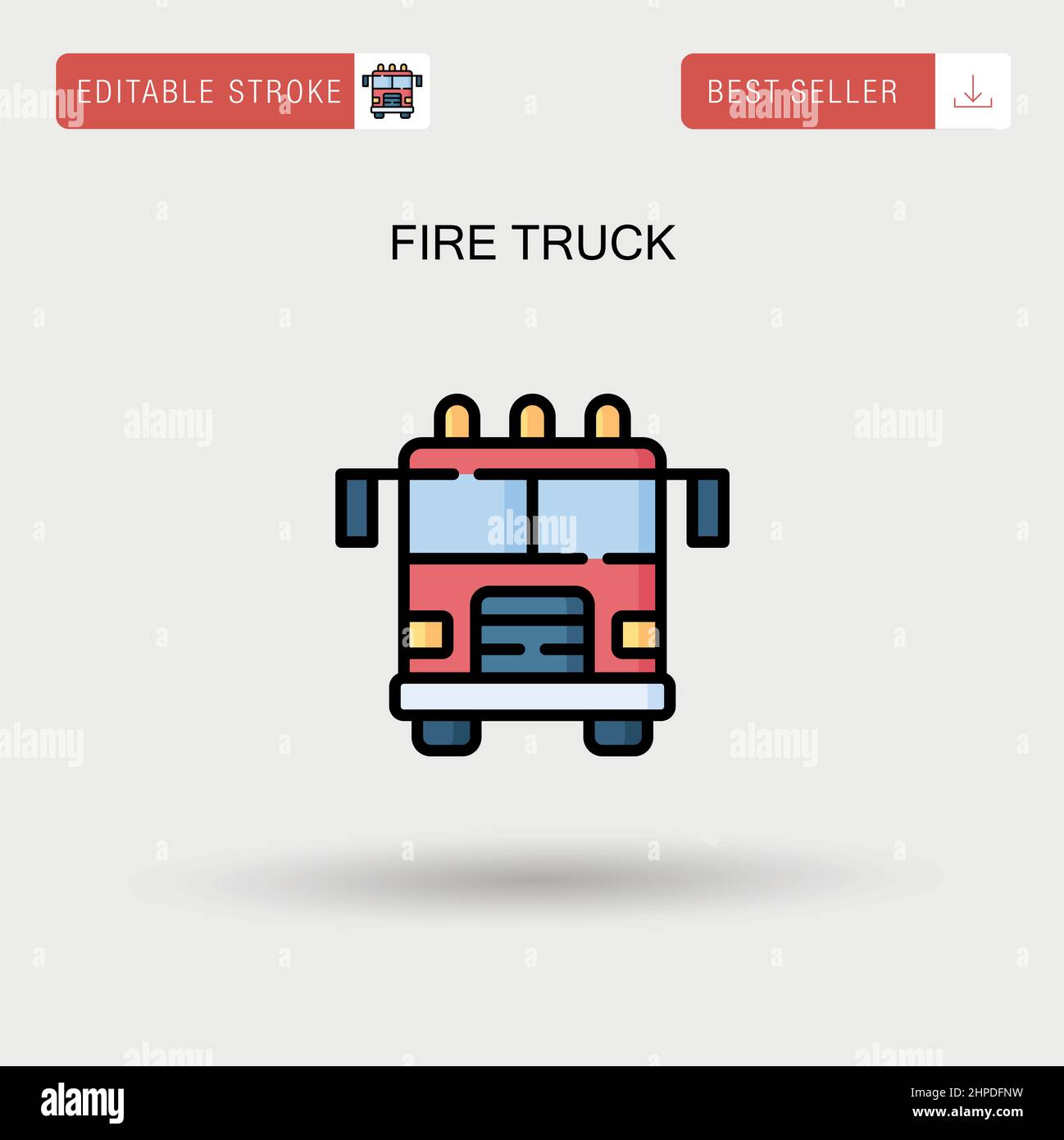 Icona vettore semplice del camion dei pompieri. Illustrazione Vettoriale