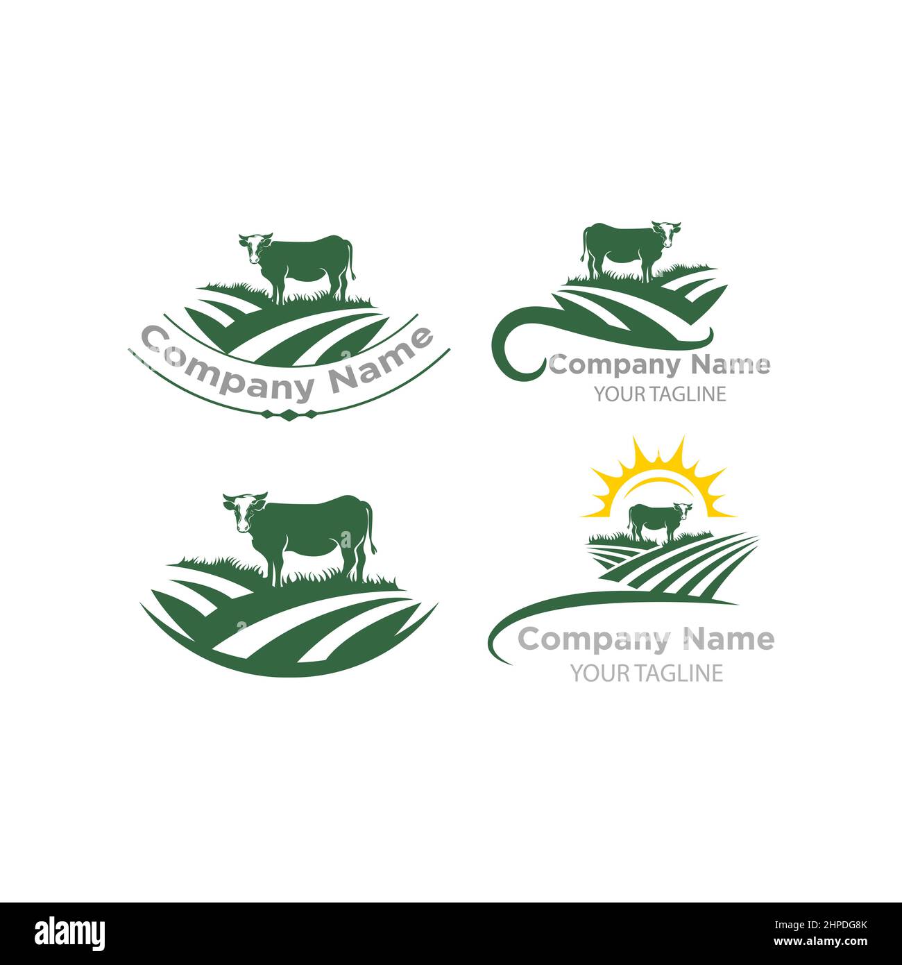 Imposta il logo Farm Animal Inspiration. Design piatto. Concetto di illustrazione vettoriale.EPS 10 Illustrazione Vettoriale