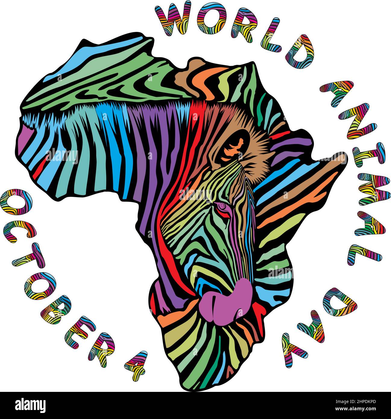 Giornata Mondiale degli Animali - sfondo zebra Illustrazione Vettoriale