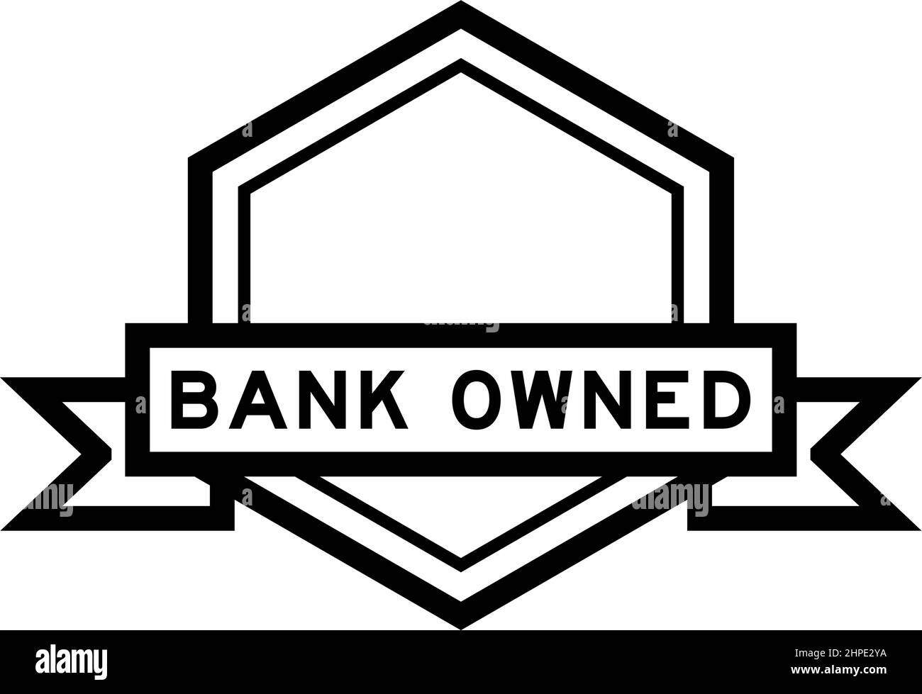Banner etichetta esagonale vintage di colore nero con banca di parole di proprietà su sfondo bianco Illustrazione Vettoriale