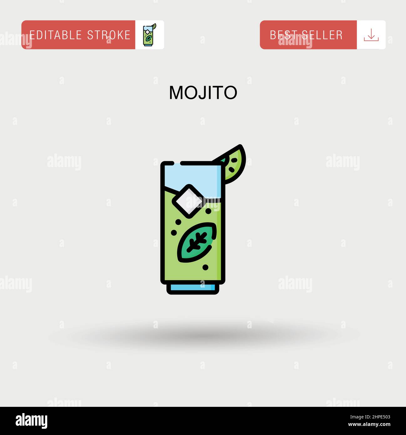 Icona vettore semplice di Mojito. Illustrazione Vettoriale