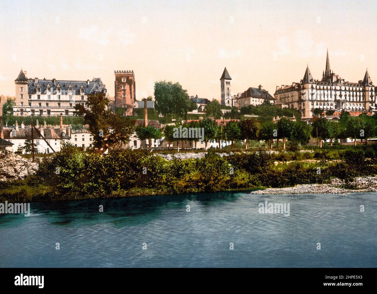 Chateau de Pau, aspetto meridionale intorno al 1900 Foto Stock