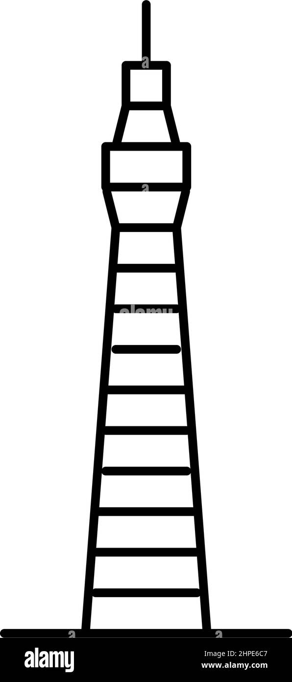 illustrazione vettoriale dell'icona della linea di costruzione della torre Illustrazione Vettoriale