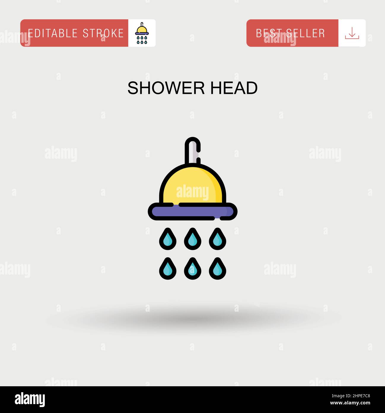 Icona vettoriale semplice della testa della doccia. Illustrazione Vettoriale