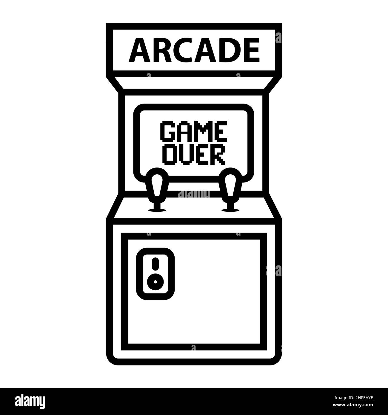 icona macchina arcade con gioco sopra la didascalia. illustrazione vettoriale piatta. Illustrazione Vettoriale