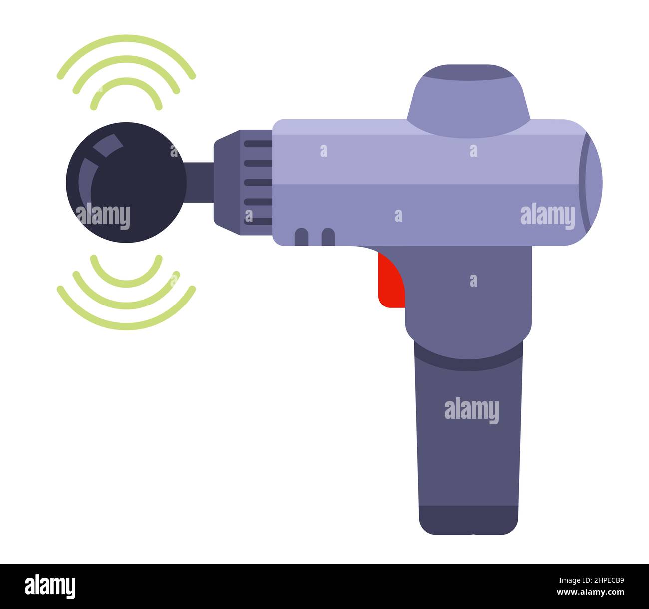 massaggiatore elettrico a forma di pistola. Massaggiatore a percussione. Illustrazione vettoriale piatta. Illustrazione Vettoriale
