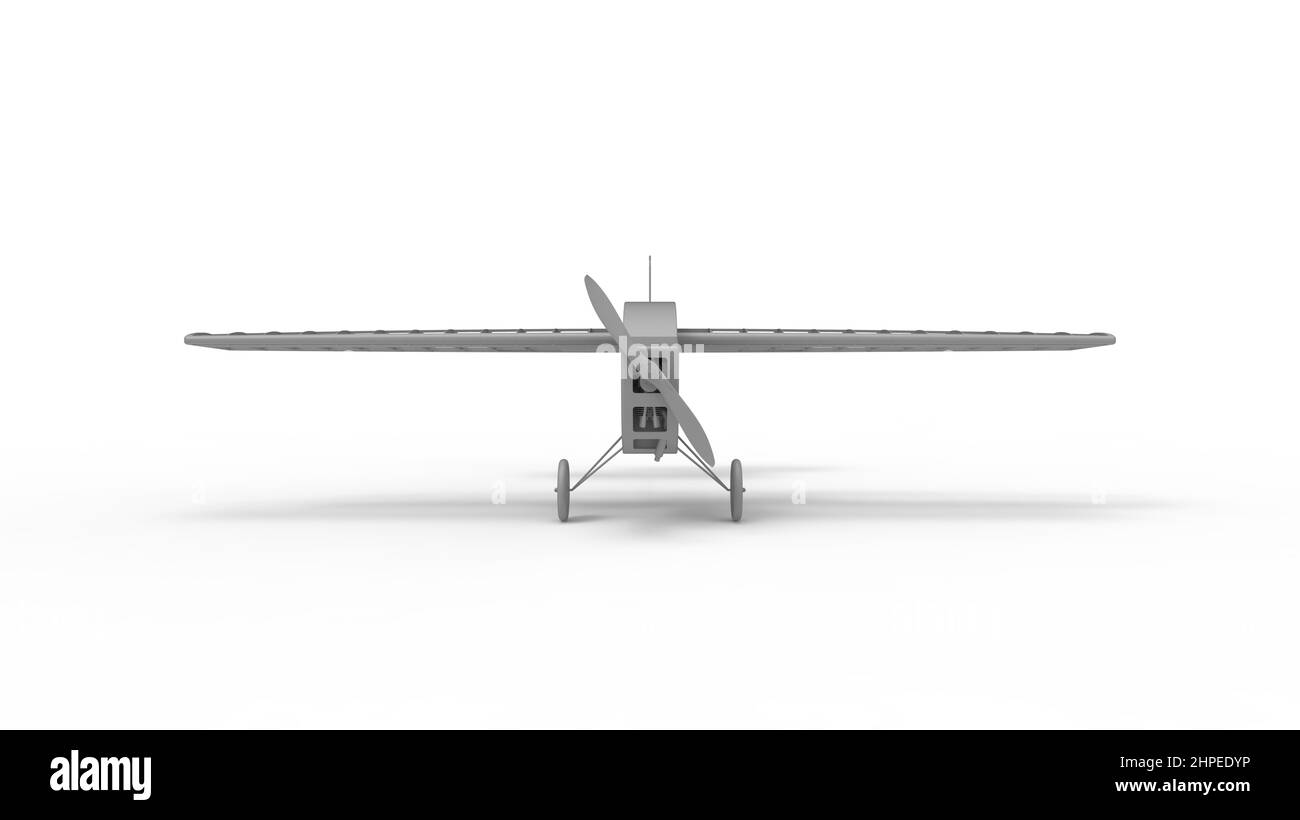 3D rendering dei casis di un piccolo modello di velivolo di propellor. Isolato in studio sfondo. Foto Stock