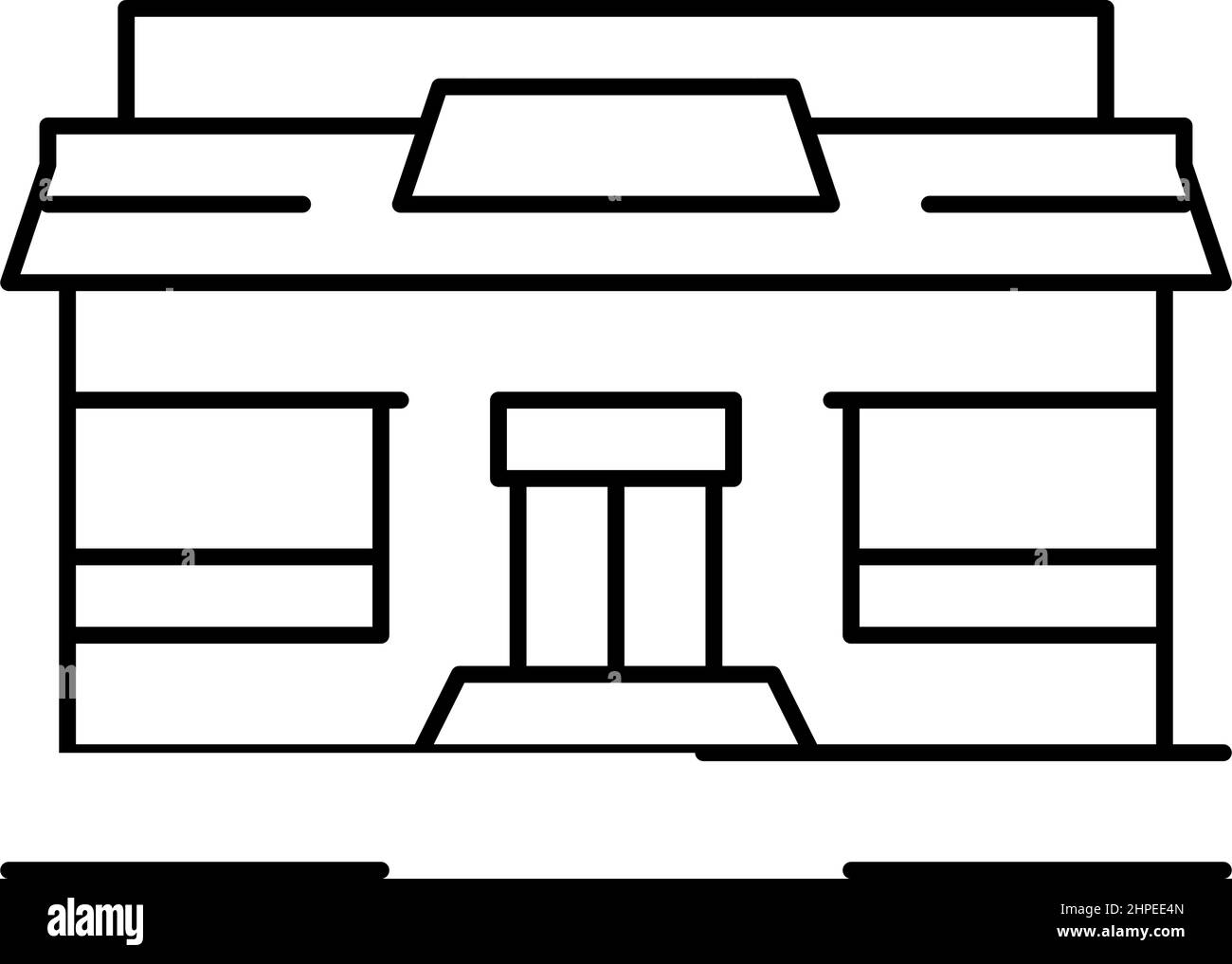 ristorante caffetteria edificio linea icona vettore illustrazione Illustrazione Vettoriale