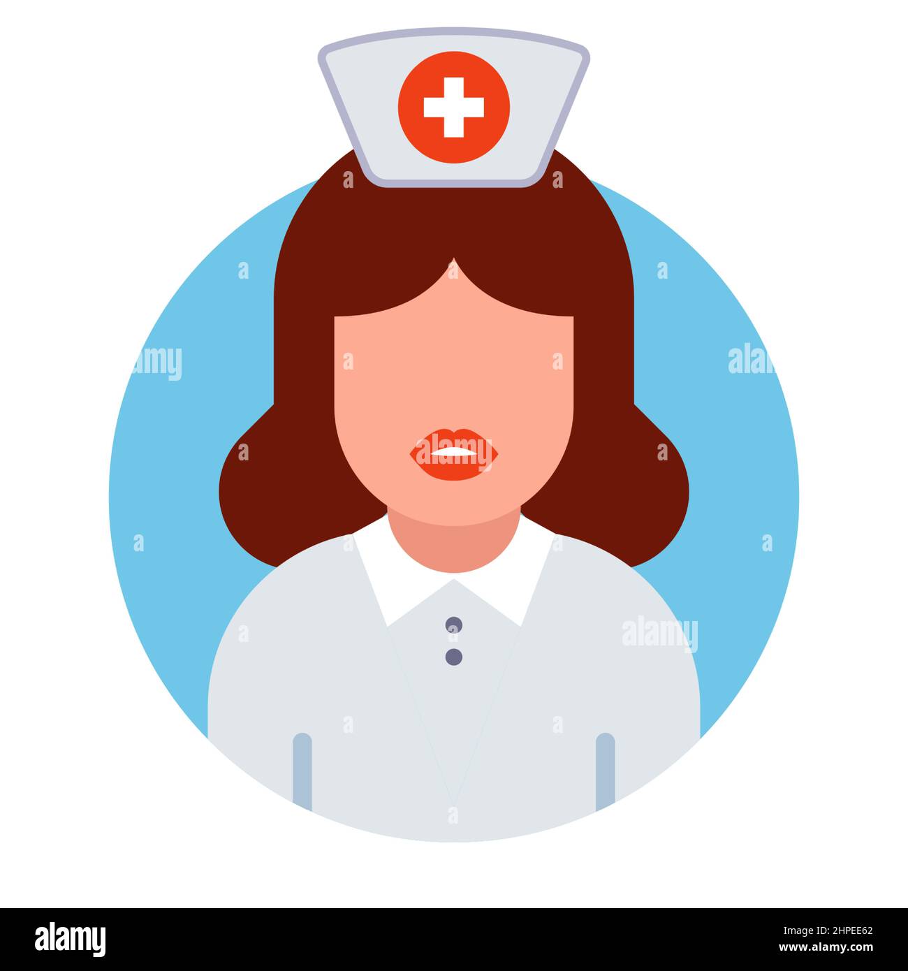 icona di un'infermiera in un cappotto bianco e un cappuccio medico. illustrazione vettoriale piatta. Illustrazione Vettoriale