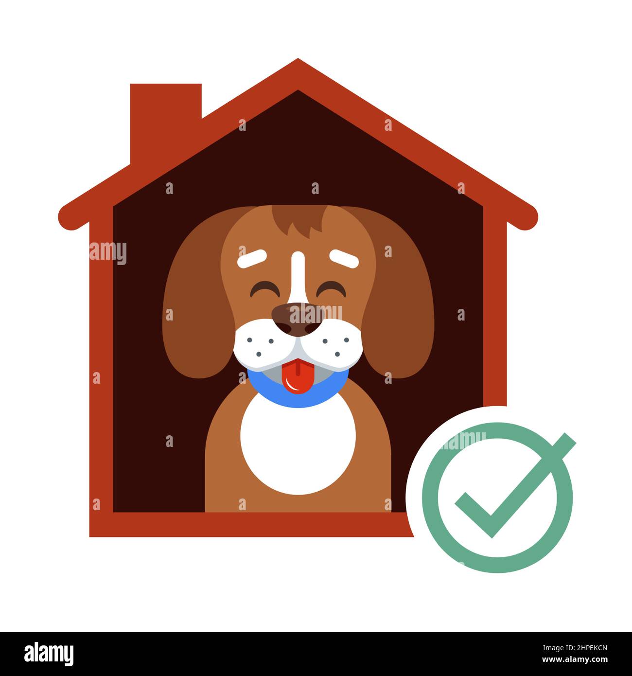 prendere un cane dal rifugio alla sua casa. cane felice in cabina. illustrazione vettoriale piatta. Illustrazione Vettoriale