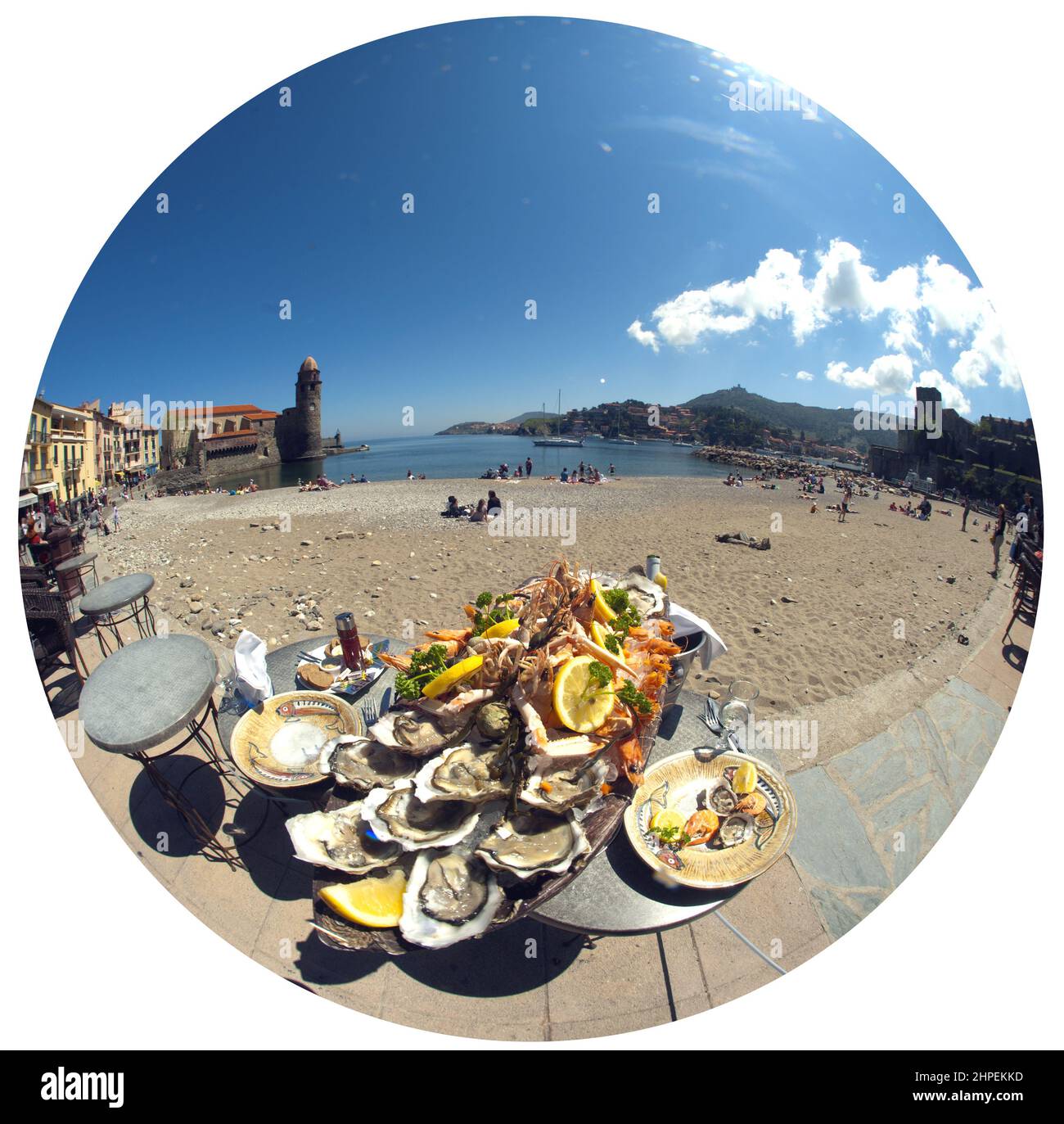 FRANCIA Pirenei Orientali Roussillon Côte vermeille collioure boramar Fruits de mer Foto Stock